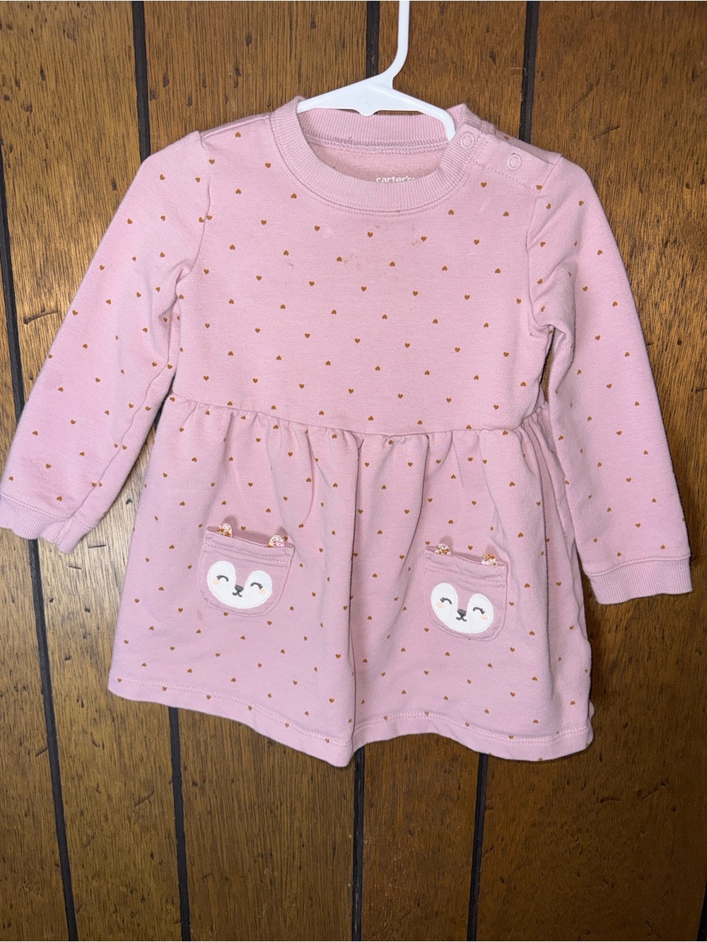 Carter's Dusty Pink Baby Dress with Fox Pocket Detail